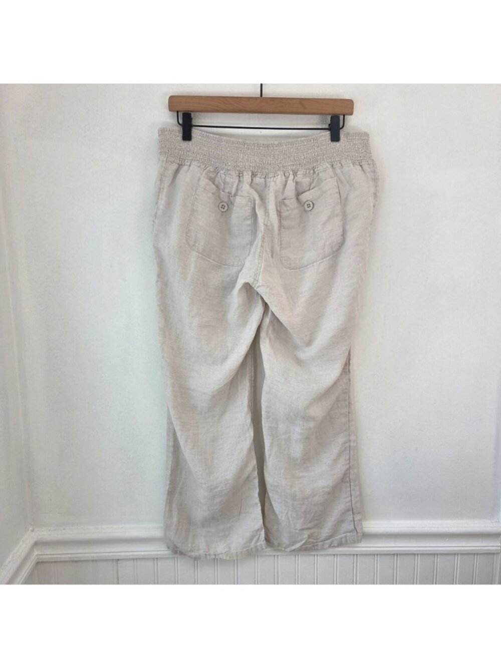 BUNDLE (2) Motherhood Maternity 100% Linen Pants Elastic Pull-On Size M - Picture 3 of 16